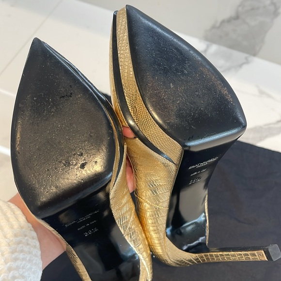 Saint Laurent Paris Notched Python-Embossed Pump, in Gold High Heel Size 38.5 - Picture 7 of 9